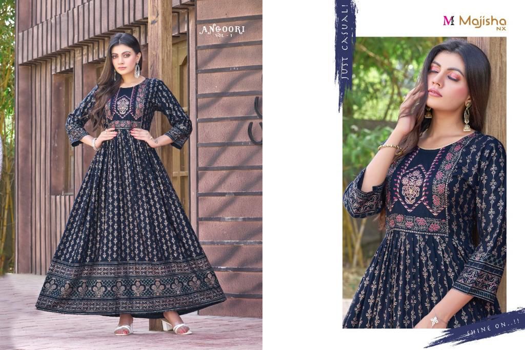 Majisha Nx Angoori 1 fancy Designer Ethnic Wear Long Anarkali Kurti Collection